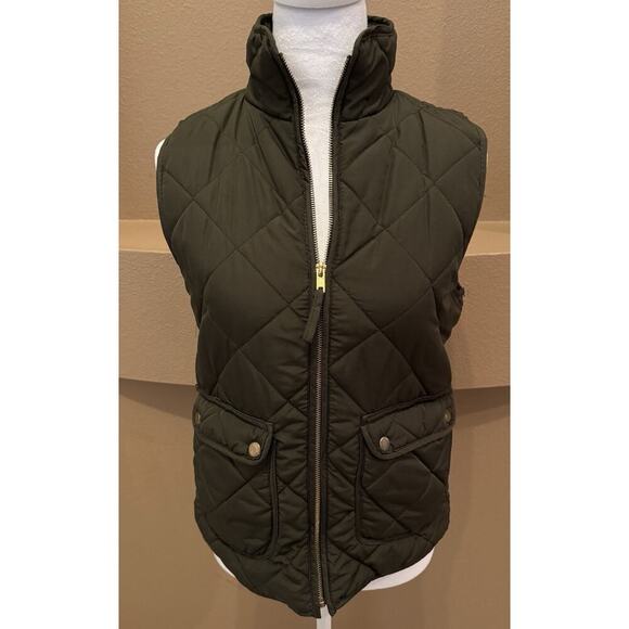 Quinn Jackets & Blazers - Quinn Vest Women’s Green Full Zip Quilted Pockets Mock Neck Size S